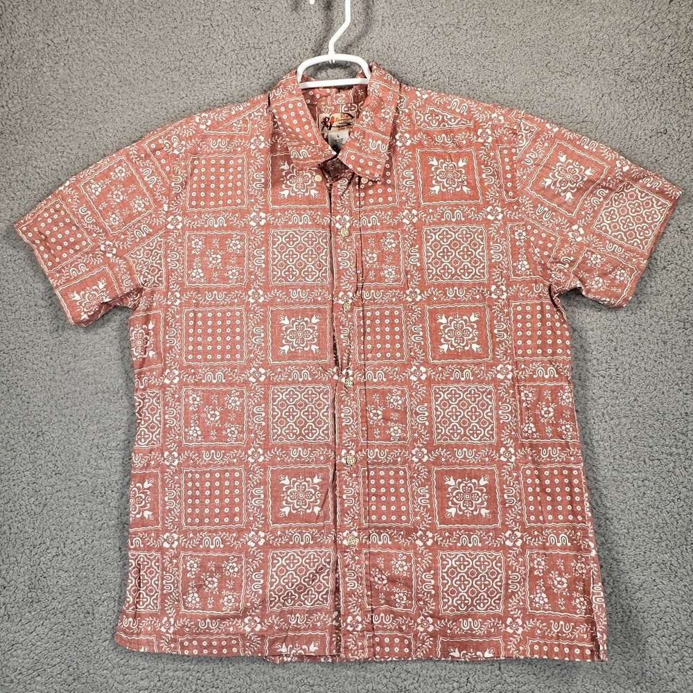Vintage Reyn Spooner Mens L Red 1950's Era Hawaiian Aloha Shirt Beach Tropical